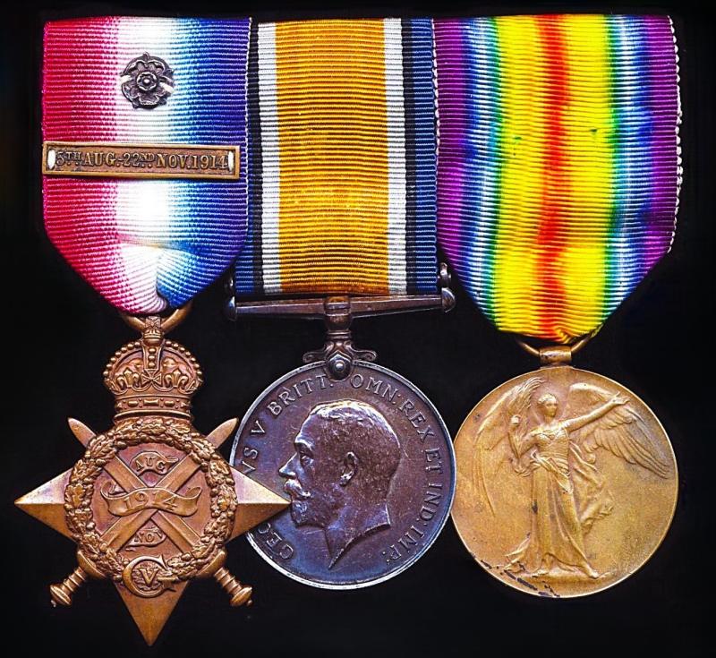 Scot's Wha Hae & 'True-Grit' Personified' - a Mons 1914 Star Trio - to a 'Bayonet Fighter' of the Great War, who was wounded on multiple occasions: Private John Scally, 1st Battalion Royal Highlanders (Black Watch)