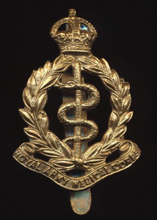 Royal Army Medical Corps: 'Kings Crown' Other-Ranks gilding metal cap badge