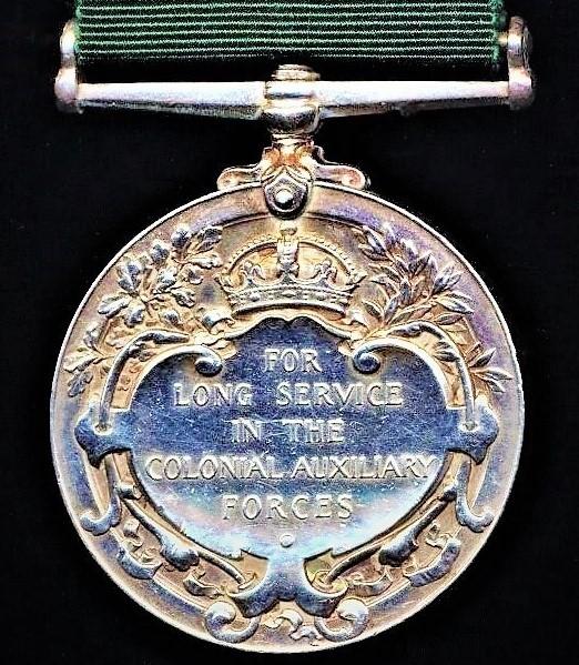 Colonial Auxiliary Forces Long Service Medal: GV issue. Un-named