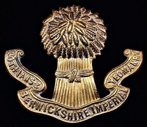 Lothian & Berwickshire Imperial Yeomanry. Cap badge. Gilding metal. Circa 1899-1908