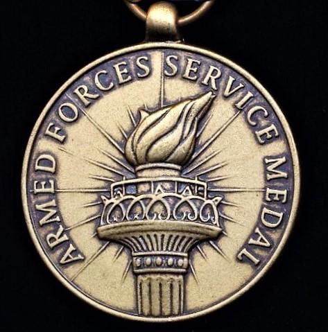 United States: Armed Forces Service Medal (AFSM). With 4 x 'Bronze Stars' emblems