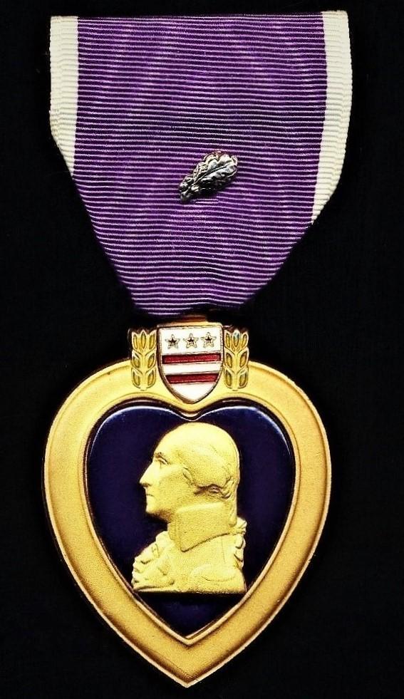 United States: Purple Heart Medal. With silver 'Oakleaf Cluster'. 1990-1996 era issue