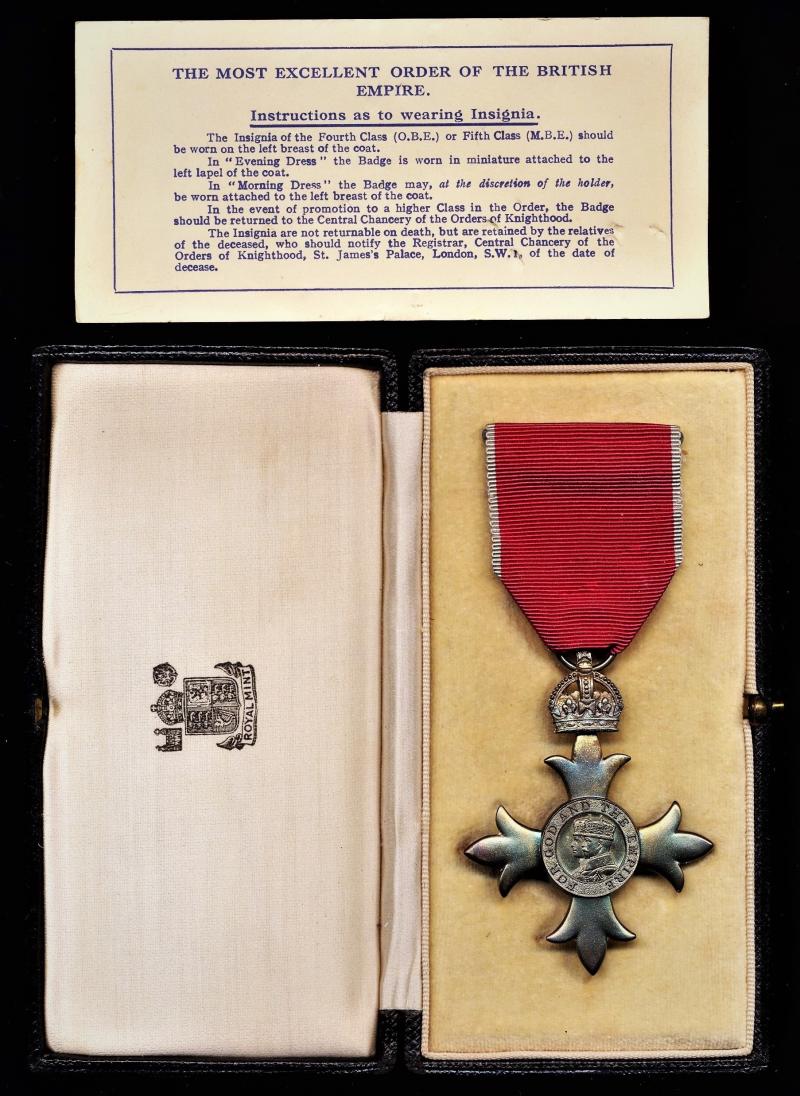 Order Of The Most Excellent Order of the British Empire (Civil). A 4th class Officer’s (O.B.E.) 2nd type breast badge. Silver gilt. An attributed item of insignia - David Archibald, O.B.E., General Secretary of the North Atlantic Liner Committee