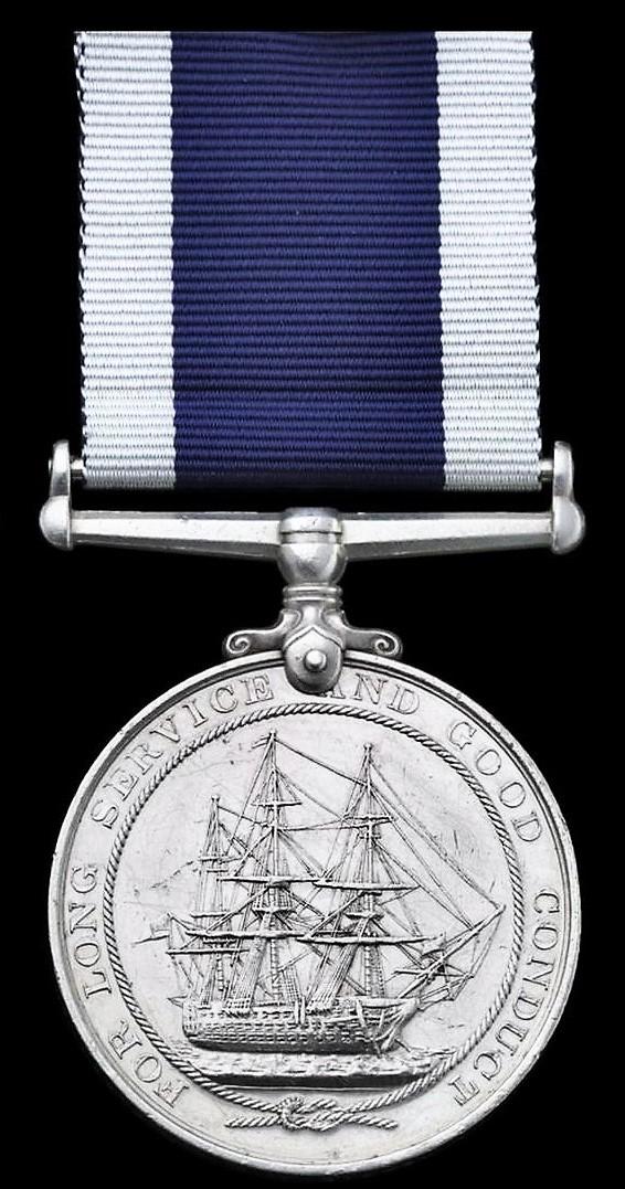 Naval Long Service and Good Conduct Medal. GV coinage head (J.76143 W. McKenzie, A,B. H.M.S. Rodney)