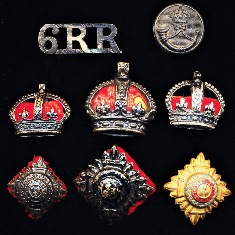 British Indian Army: Lot of 8 x items of insignia from the 1920's. Positively attributed as worn by Colonel Brian Lytton Cole, late Chief Civil Liaison Officer, formerly Commandant of 1st (Wellesley's) Battalion 6th Rajputana Rifles and late 13th Rajput