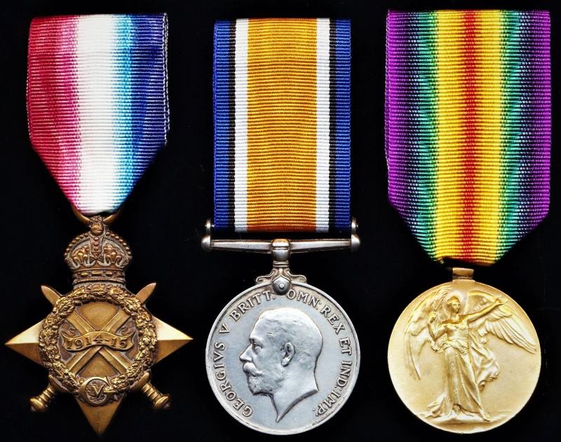 A 'Kirkintilloch' Jock's Great War 'Twice-Wounded' campaign medal group of 3: Private Thomas Haggerty, 1st Garrison Battalion Seaforth Highlanders, late Highland Light Infantry & 1st Battalion Gordon Highlanders