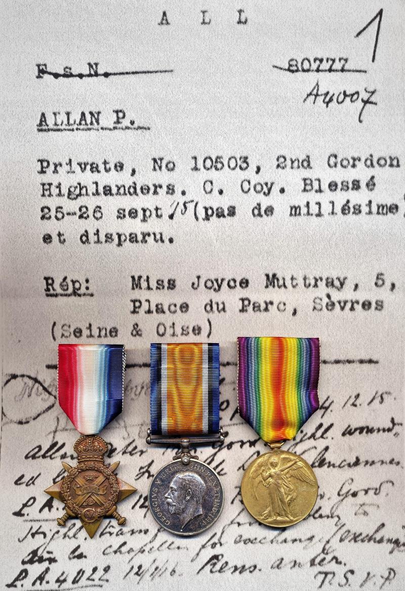 An Incredible & most desirable Aberdonian 'Jock's' Great War 'Casualty & Repatriated Prisoner of War' campaign medal group of 3: Private Peter Allan, 2nd Battalion Gordon Highlanders