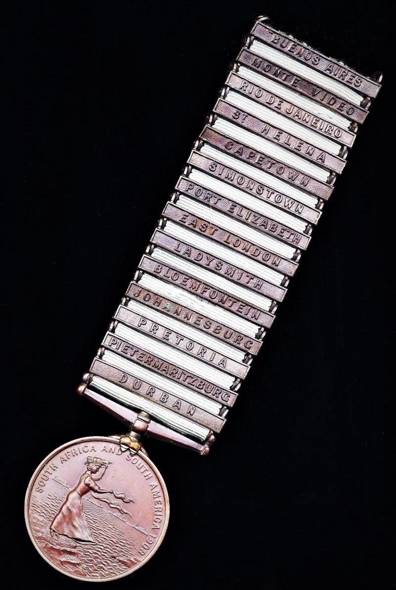 Aberdeen Medals 2nd Cruiser Squadron Medal 1908. With 14 x clasps