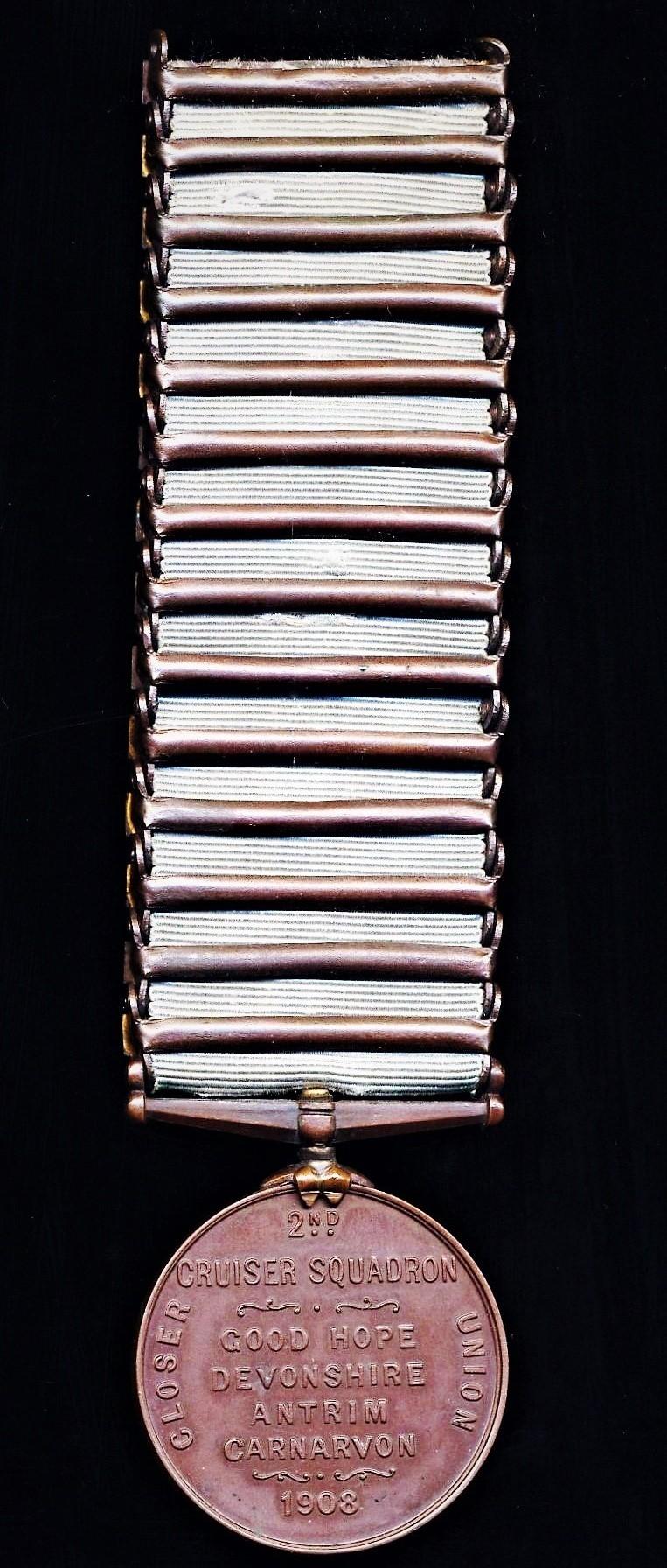 Aberdeen Medals 2nd Cruiser Squadron Medal 1908. With 14 x clasps