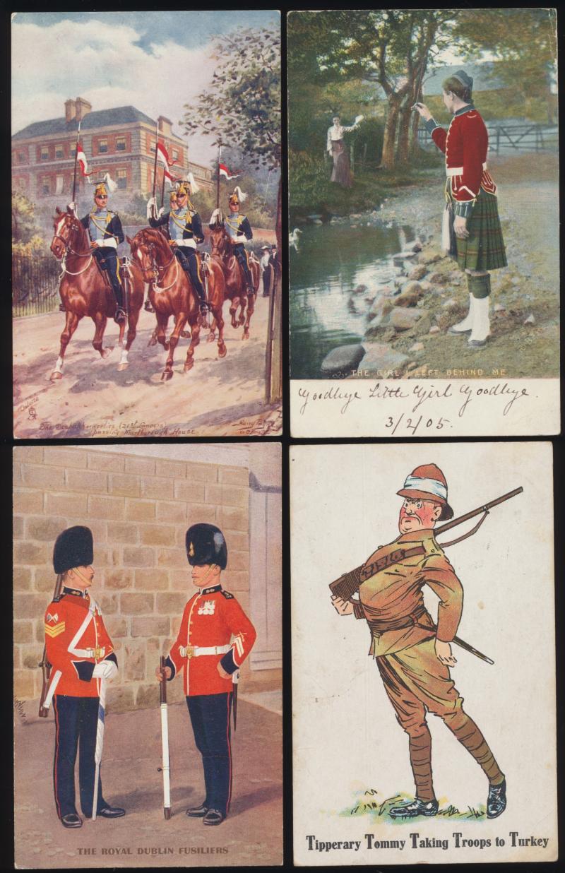 A large collection of approx 250 x mostly British Regimental postcards circa 1902-1920