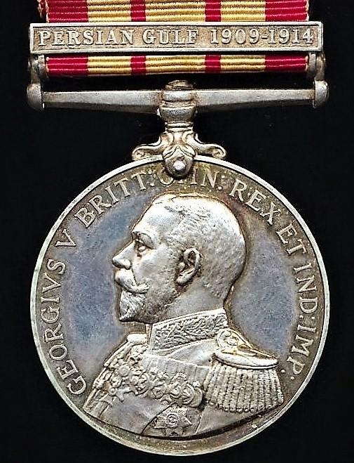 Naval General Service Medal 1915-1962. GV issue with clasp 'Persian Gulf 1909-1914' (CH. 15653. Bugler H. French R.M.L.I. H.M.S. Hyacinth.)