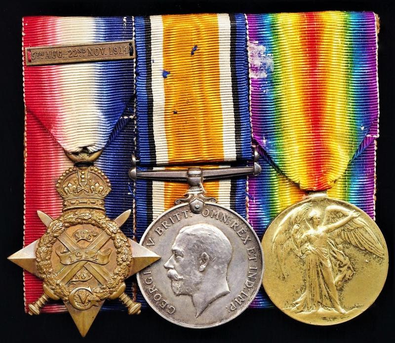 A 1914 Fighting-Irish 'Killed-in-Action' medal group of 3: Private John Dunne, 2nd Battalion Royal Irish Regiment