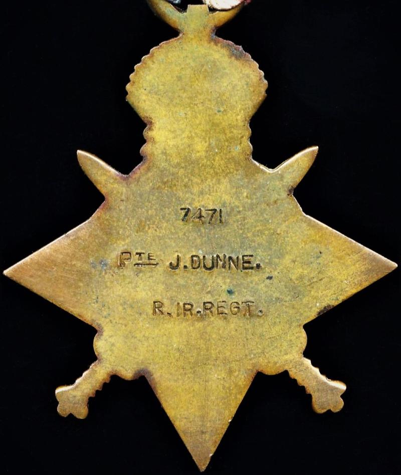 A 1914 Fighting-Irish 'Killed-in-Action' medal group of 3: Private John Dunne, 2nd Battalion Royal Irish Regiment