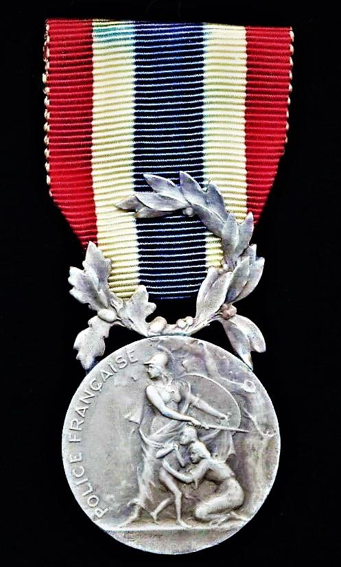 France: Medal of Honour for the National Police (Medaille D'Honneur De La Police Nationale). Silver issue. 2nd type (1936-)