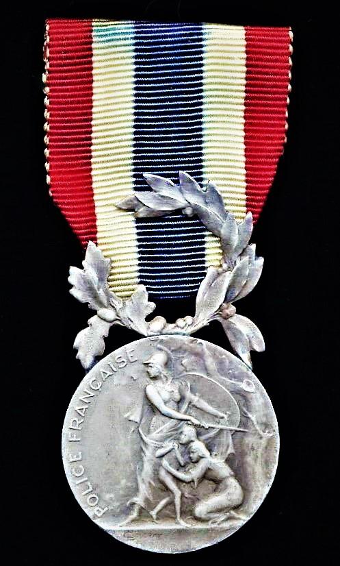 France: Medal of Honour for the National Police (Medaille D'Honneur De La Police Nationale). Silver issue. 2nd type (1936-)