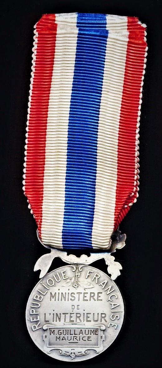 France: Medal of Honour for the Municipal and Rural National Police (Medaille D'Honneur De La Police Nationale). 1st type (1903-1935). Named (M. Guillame, Maurice)