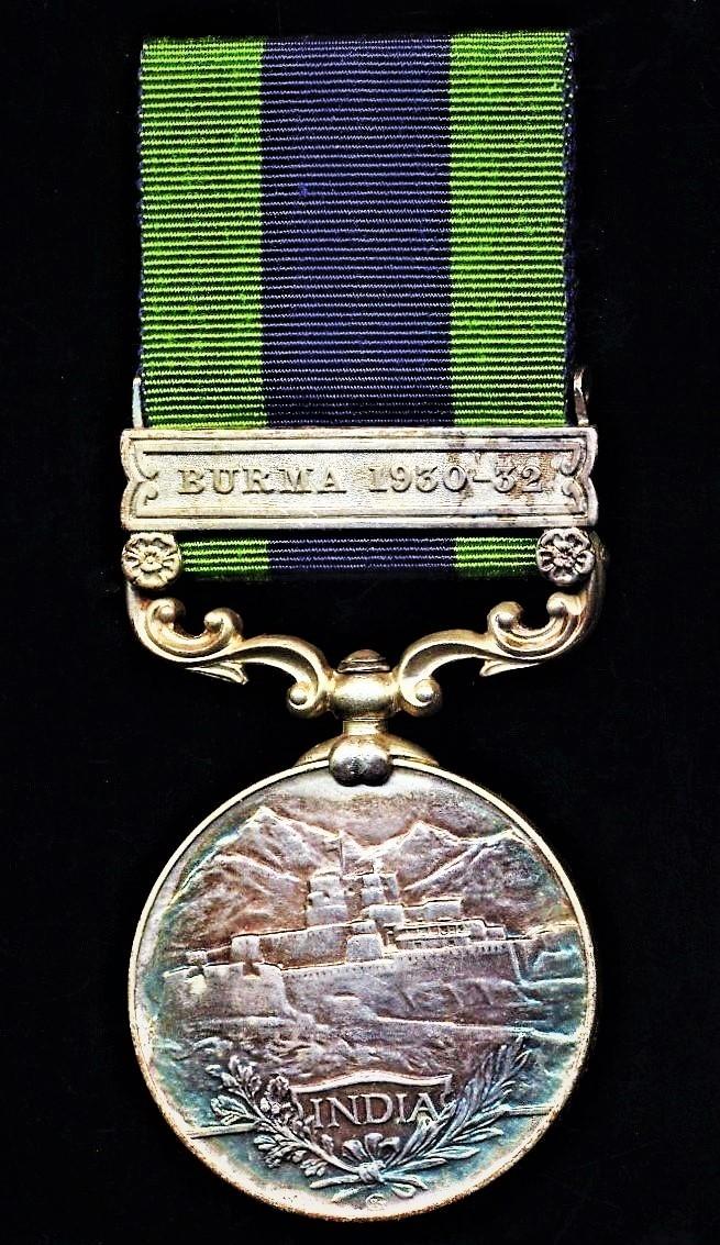 India General Service 1936. With clasp 'Burma 1930-32' (Hd. Lscr. K. Viapuri. U. Bur Bn. A.F.I.).