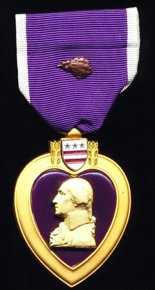 United States: Purple Heart Medal. With bronze 'Oakleaf Cluster' emblem. 1990-2000 era issue