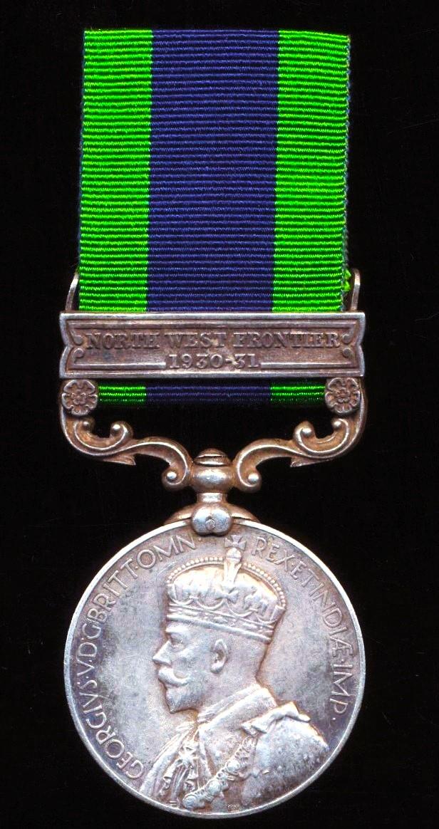 India General Service 1936. With clasp 'North West Frontier 1930-31' (32573 Clk. Sant Singh. 1 Mtn. Bty.)