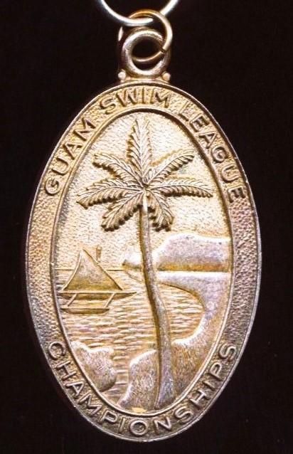 United States Territory: Guam Swim League Championship Medal. White metal. Circa 1930's