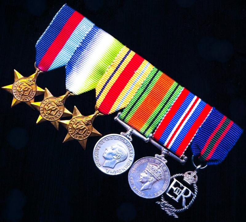 A Royal Naval Volunteer Reserve Officer's un-named and un-attributed Second World War campaign and long service miniature medal group of 6: