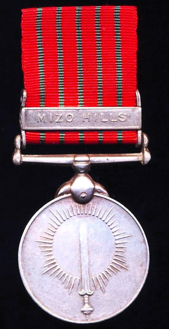 India: General Service Medal 1947. With clasp 'Mizo Hills' (3342568 Hav. Amar Singh. Sikh. R.)