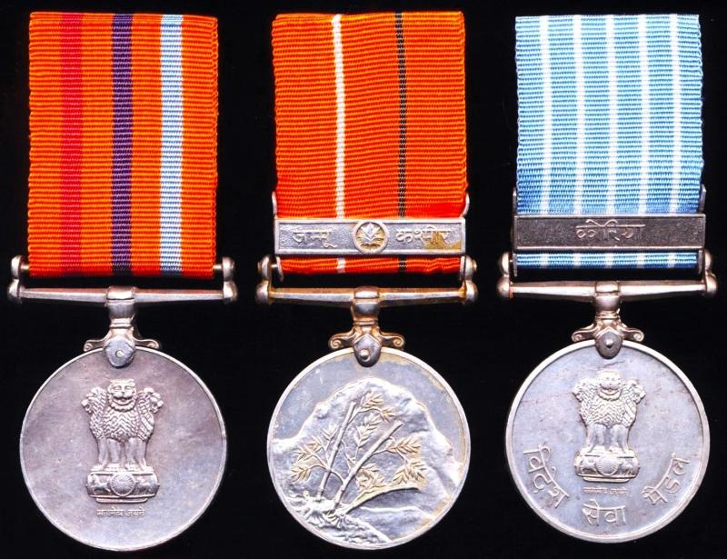 A rare 'Korea Service' & 1965 Indo-Pak War medal group of 3: Lance-Naik Kishan Chand, 3rd Battalion Dogra Regiment, Indian Army