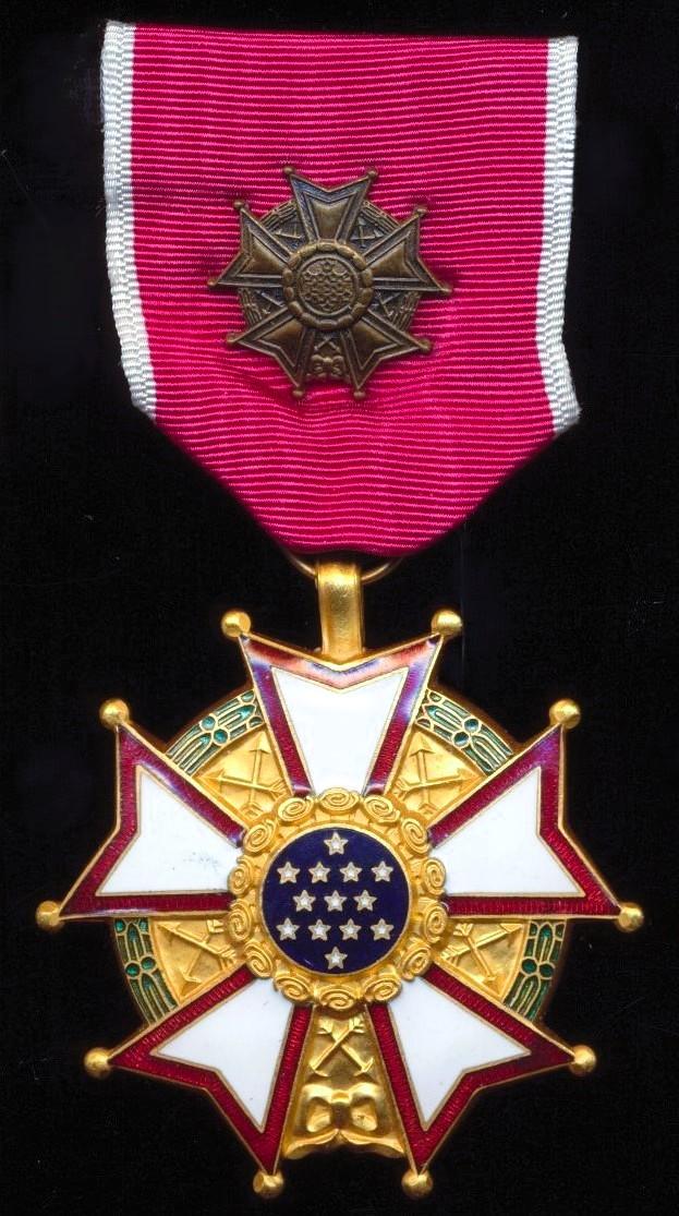 United States of America: Legion of Merit. Officer (or 3rd grade) Breast Badge. Gilt & enamel, with LOM emblem on riband. Circa 1975-1990