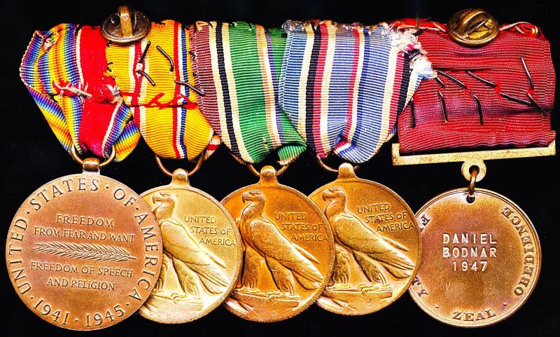A most desirable 'Pacific War' Submariner's confirmed 'Presidential Unit Citation' long service & campaign medal group of 5: Daniel Bodnar, United States Navy late U.S.S. Brill, U.S.S. Bugara & U.S.S. Harder