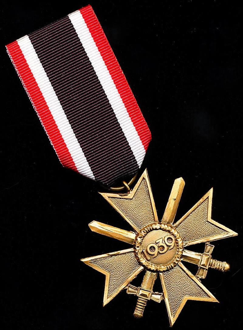 Germany (Federal Republic): War Merit Cross 1939 (Kriegsverdienstkreuz 1939) 2nd Class. Bronze with combatant 'Swords'. De-Nazified 1957 'Bundswehr' version