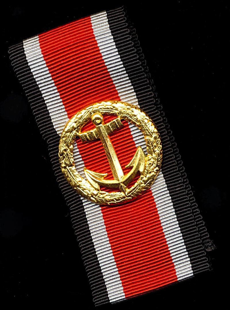 Germany (Federal Republic): Naval Honour Roll clasp with Ribbon (Ehrenblattspange der Kriegsmarine). Re-instituted on July 26th, 1957. This a De-Nazified 1957 version