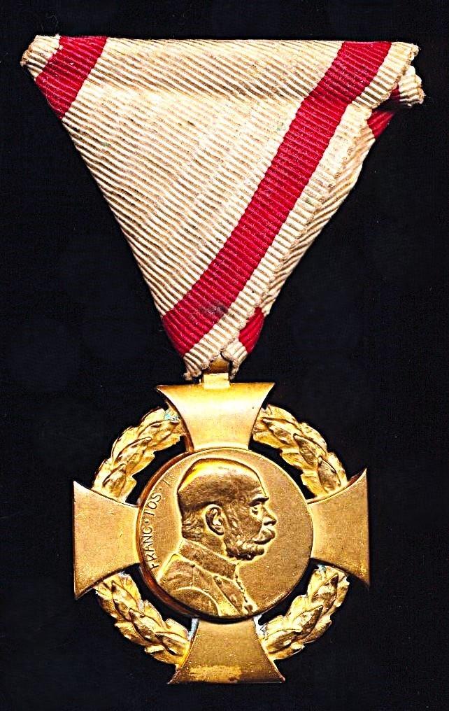 Austria (Empire): Emperor Franz Joseph Jubilee Cross for the Armed Forces 1908. Bronze gilt
