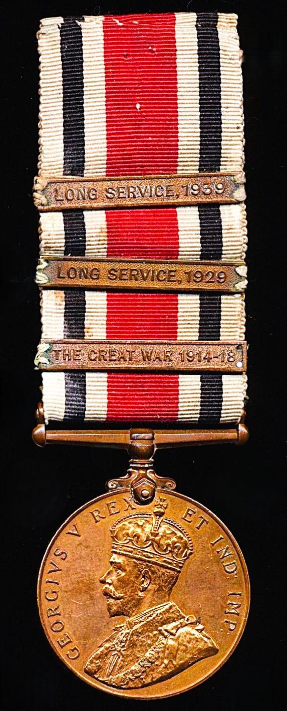 Special Constabulary Long Service Medal, GV 1st issue with 3 x further service clasps 'The Great War 1914-18', 'Long Service 1929' & 'Long Service 1939' (Herbert W. Flintoft)