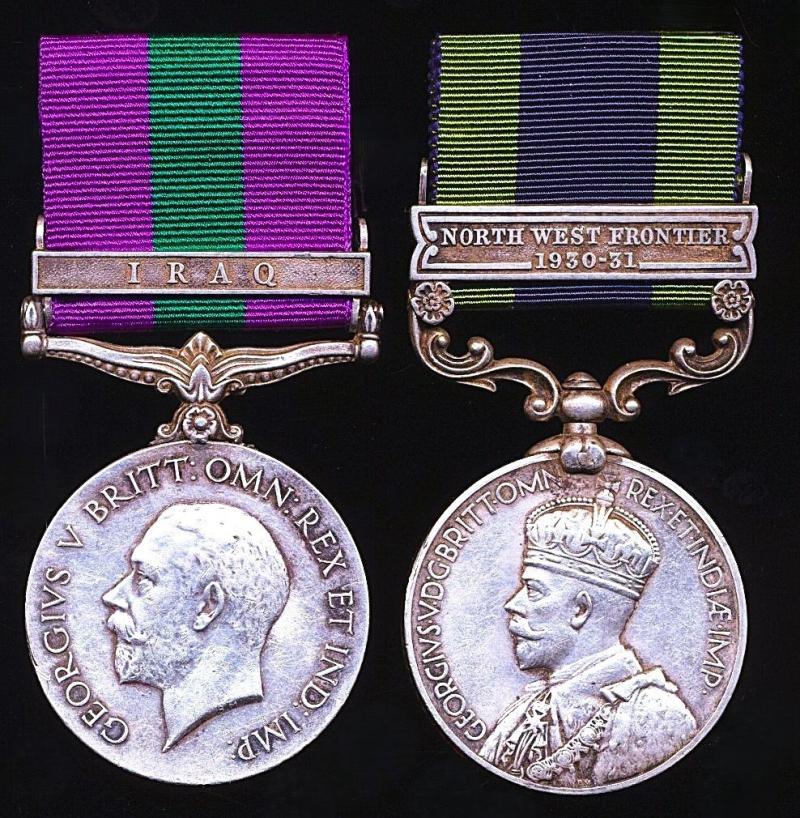 A Scarce Indian Medical Officer's Campaign Medal pair for Iraq & North West Frontier Service: Captain Karam Chand Uppal, Civil Medical Department late Indian Medical Service & Medical Officer of 2/9th Delhi Infantry