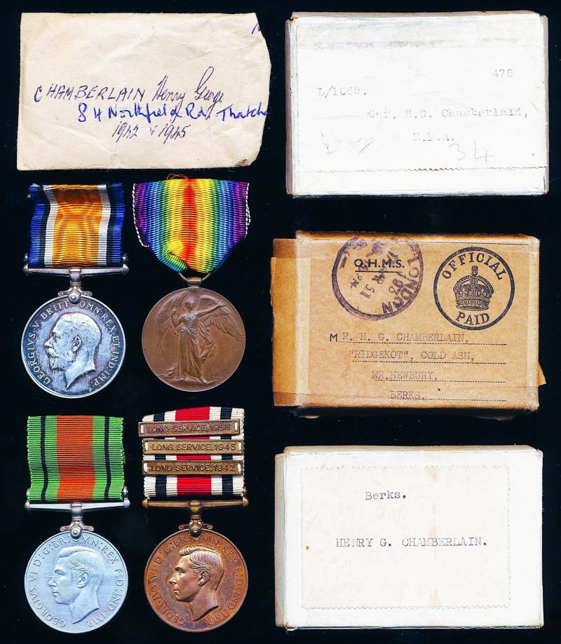 A World Wars Campaign, Civil Defence & Multi-Clasp Long Service Medal group of 4: Constable Henry George Chamberlain, Berkshire (Reading) Special Constabulary, late Royal Regiment of Artillery