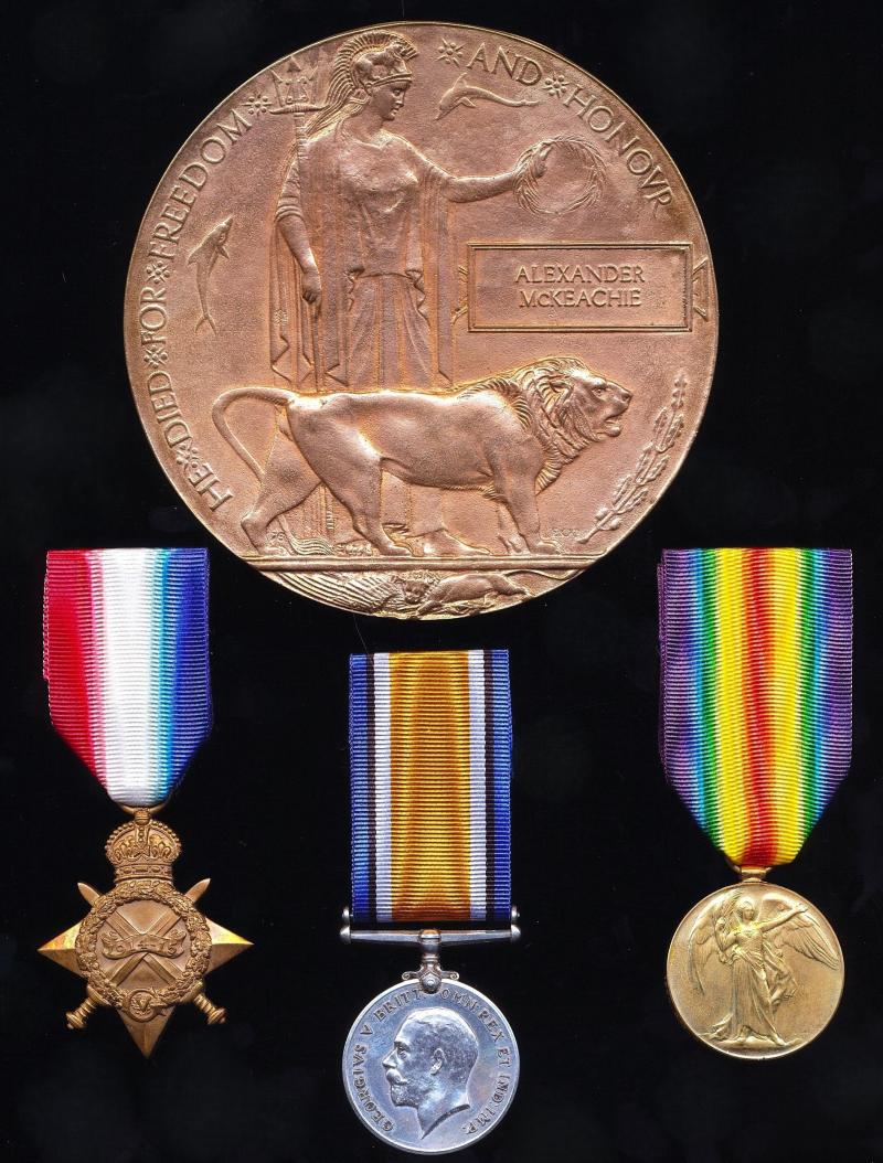 A 'Jock' casualty of the Gallipoli Campaign, Great War Campaign Medal & Memorial Plaque group of 4: Private Alexander McKeachie, 1/5th Battalion King's Own Scottish Borderers