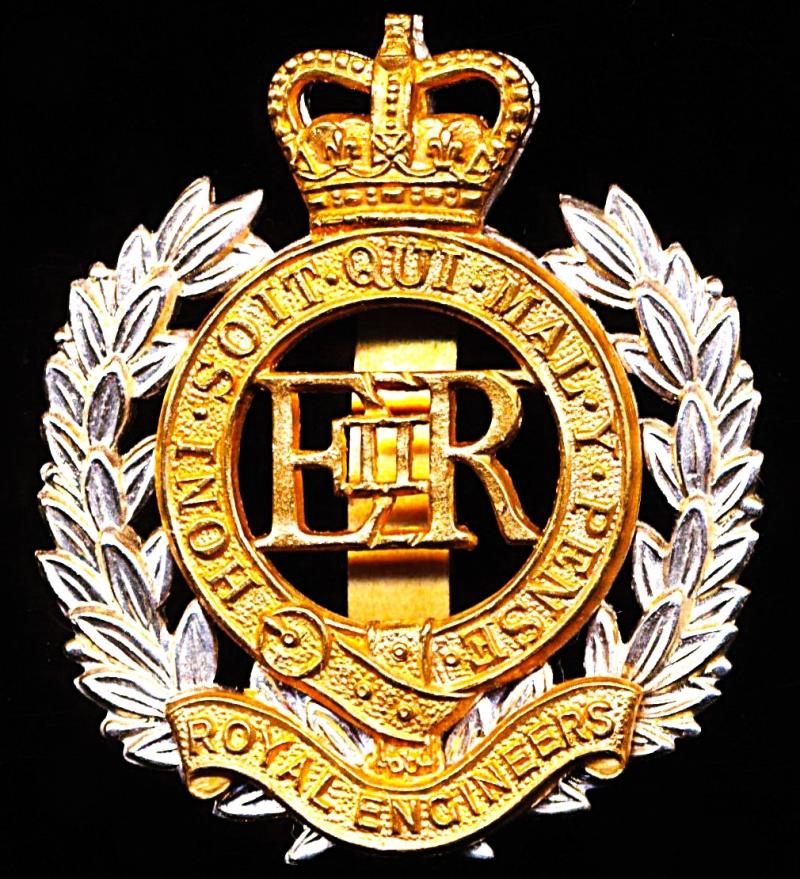 Royal Engineers. EIIR issue cap badge with Queens Crown. Bi-metal