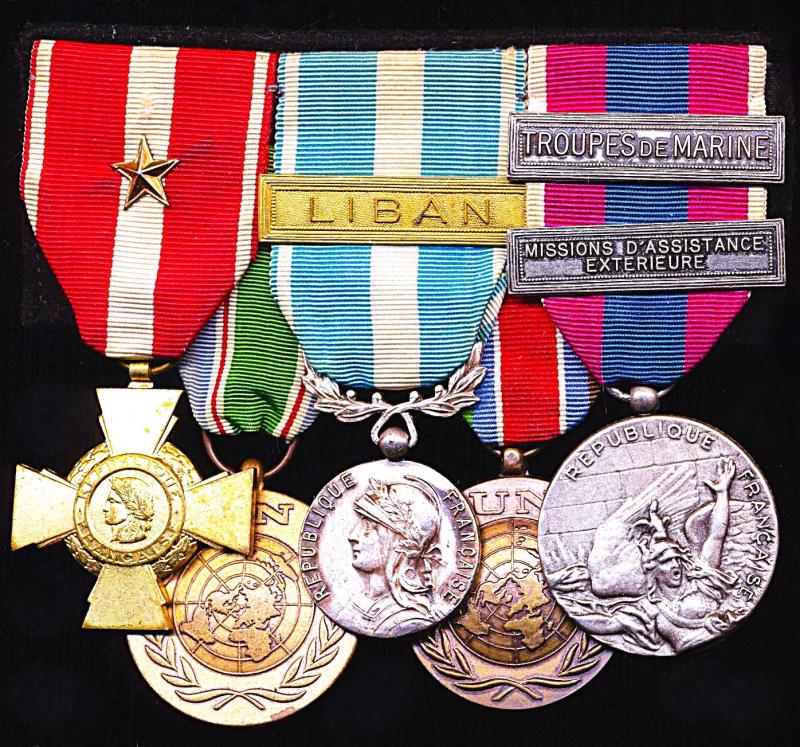 A French Army gallantry medal group of 5 for Near East, Lebanon and Balkans service 'Peacekeeping Group'