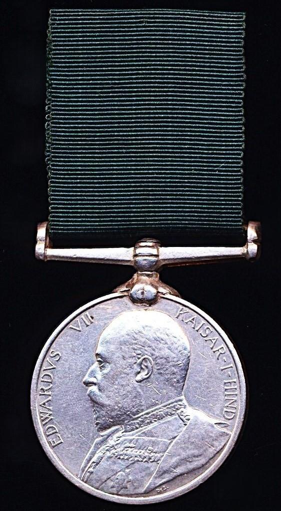 Volunteer Force Long Service Medal (India & the Colonies), E.VII.R. (Corpl. K. R. Burrows. Upr. Burma Volr. Rifles)