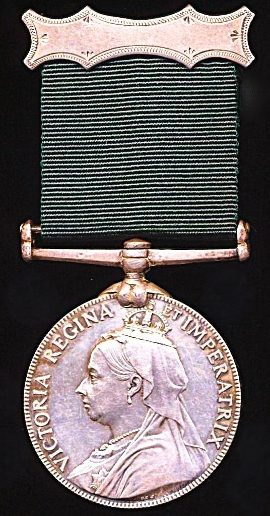 Volunteer Force Long Service Medal (India & the Colonies). Victorian issue  'et Imperatrix’ legend (Volr. J. G. Fenner E. Bl. State Ry. Volr. Rifle Corps)