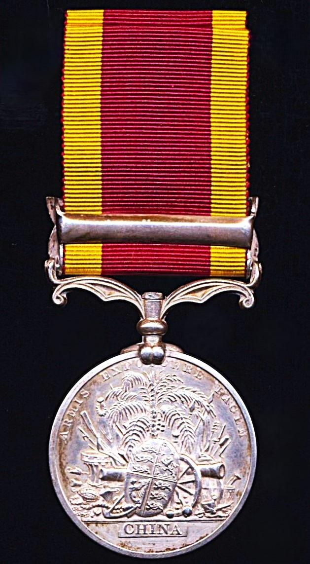 China Medal 1857-60. With clasp 'Taku Forts 1860' (J. Down, A.B., H.M.S. Snap.)