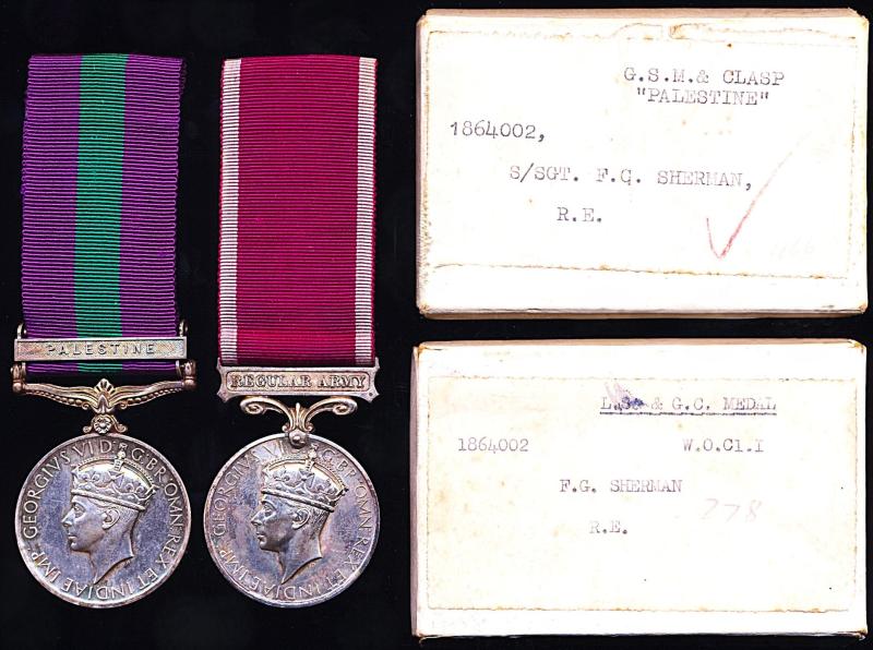 A pristine Regimental Sergeant Major's campaign and long service medal pair to a third family generation 'Sapper': Regimental Sergeant Major Francis 'Frank' George Sherman, Royal Engineers
