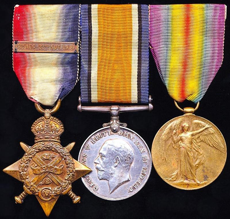 A confirmed Mons Campaign 1914 'Old Contemptibles' medal group of 3: Private James Richard Hamilton 1st Battalion Scottish Rifles (Cameronians)