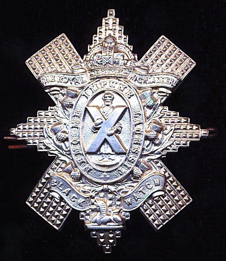 Royal Highlanders (Black Watch). Other-Ranks white metal glengarry badge. Circa 1902-1953