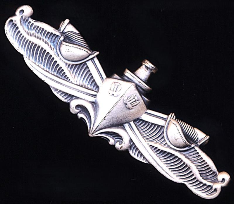United States Navy: Surface Warfare Insignia - Enlisted Surface Warfare Specialist (ESWS). Silver (white metal) breast badge. Full-size
