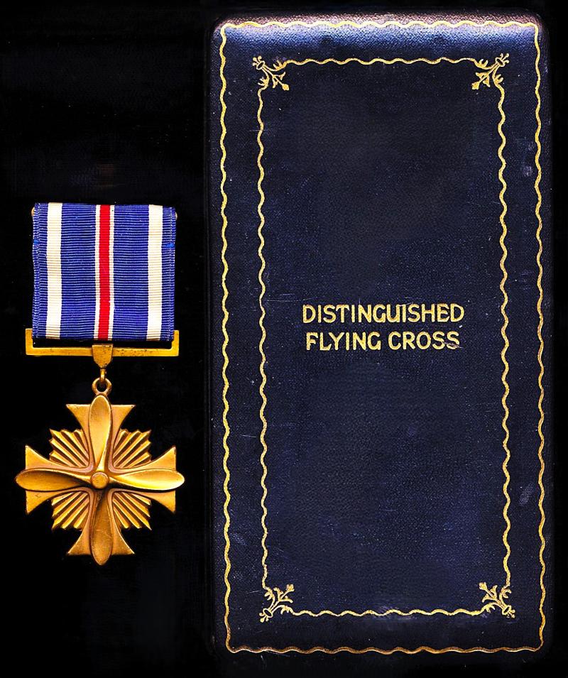 United States: Distinguished Flying Cross. Circa 1945-1965 era, Second World War, Korean War & Vietnam War issue. In contemporary 'Titled' leatherette case of issue