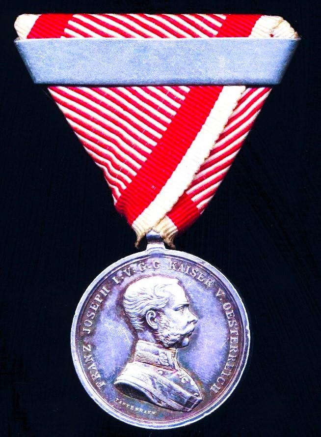 Austria (Imperial): Bravery Medal. Emperor Franz Joseph obverse. Silver Second Class Medal with further award Bar
