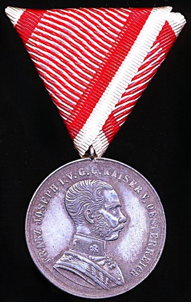 Austria (Imperial): Bravery Medal. Silver (silvered metal) 1st Class (Large) Medal. Emperor Franz Joseph issue. Circa pre 1916