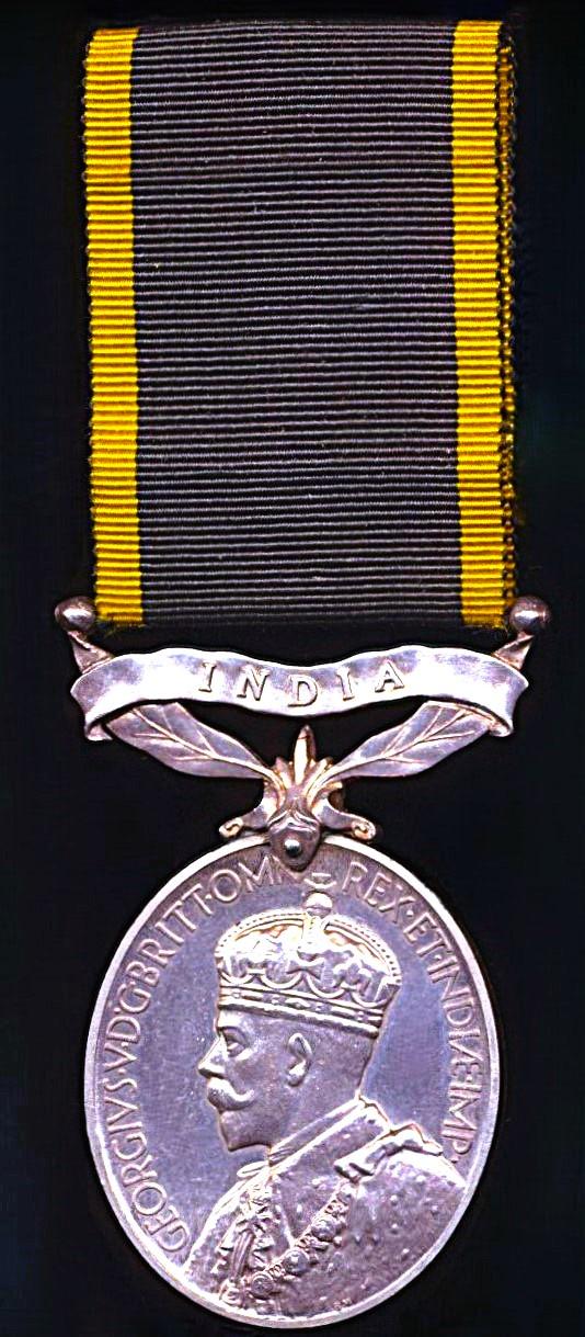 Efficiency Medal. GV issue with bar 'India' (L-Sjt. T. Ross. Bengal Arty.,  A.F.I.)
