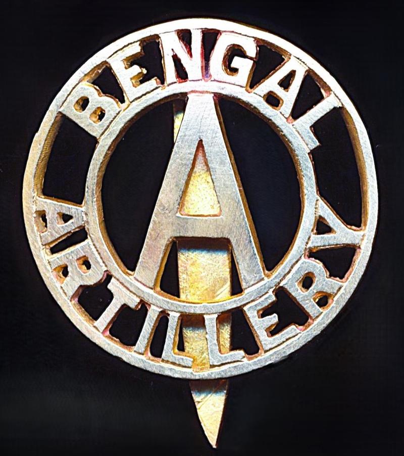 British India: Bengal Artillery (Auxiliary Force India). Brass cap badge